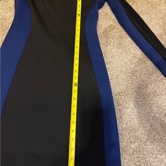 ETC Women Colorblock Bodycon Dress Size S Long Sleeve Black & Blue - Picture 14 of 14